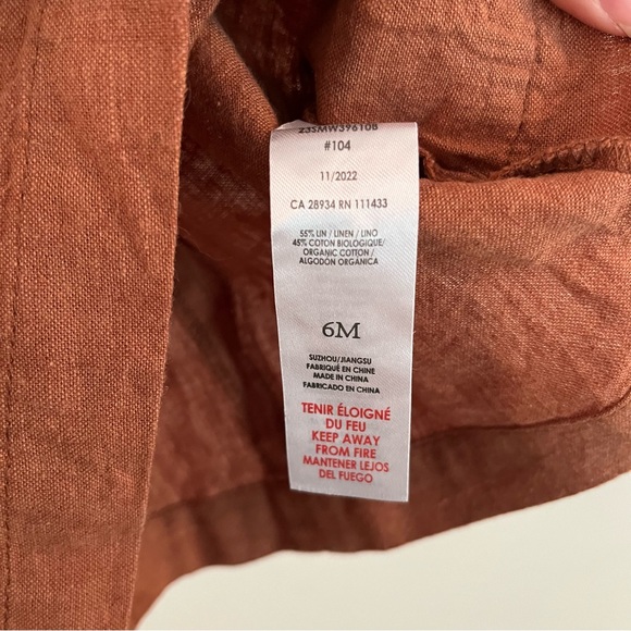 Miles the Label Linen Blend Rust Colored Sleeveless Dress 6M - Picture 2 of 4